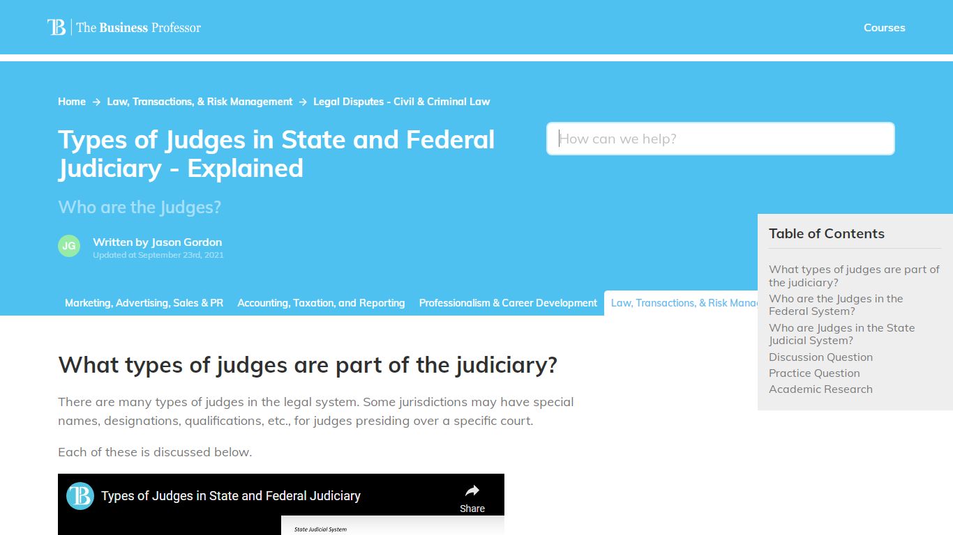 Types of Judges in State and Federal Judiciary - Explained