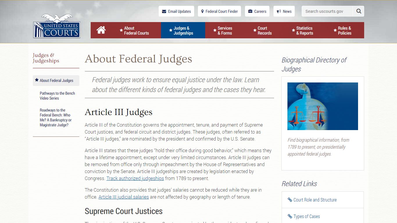 About Federal Judges | United States Courts