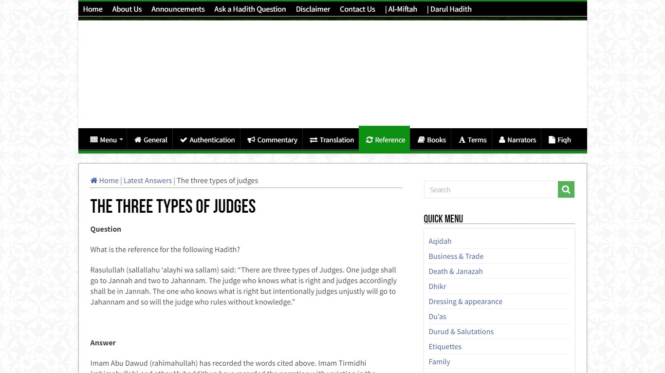 The three types of judges – Hadith Answers